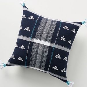 Anthropologie Navy Embroidered Jodi Pillow 18x18